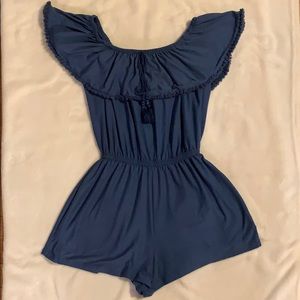 Blue off the shoulder romper